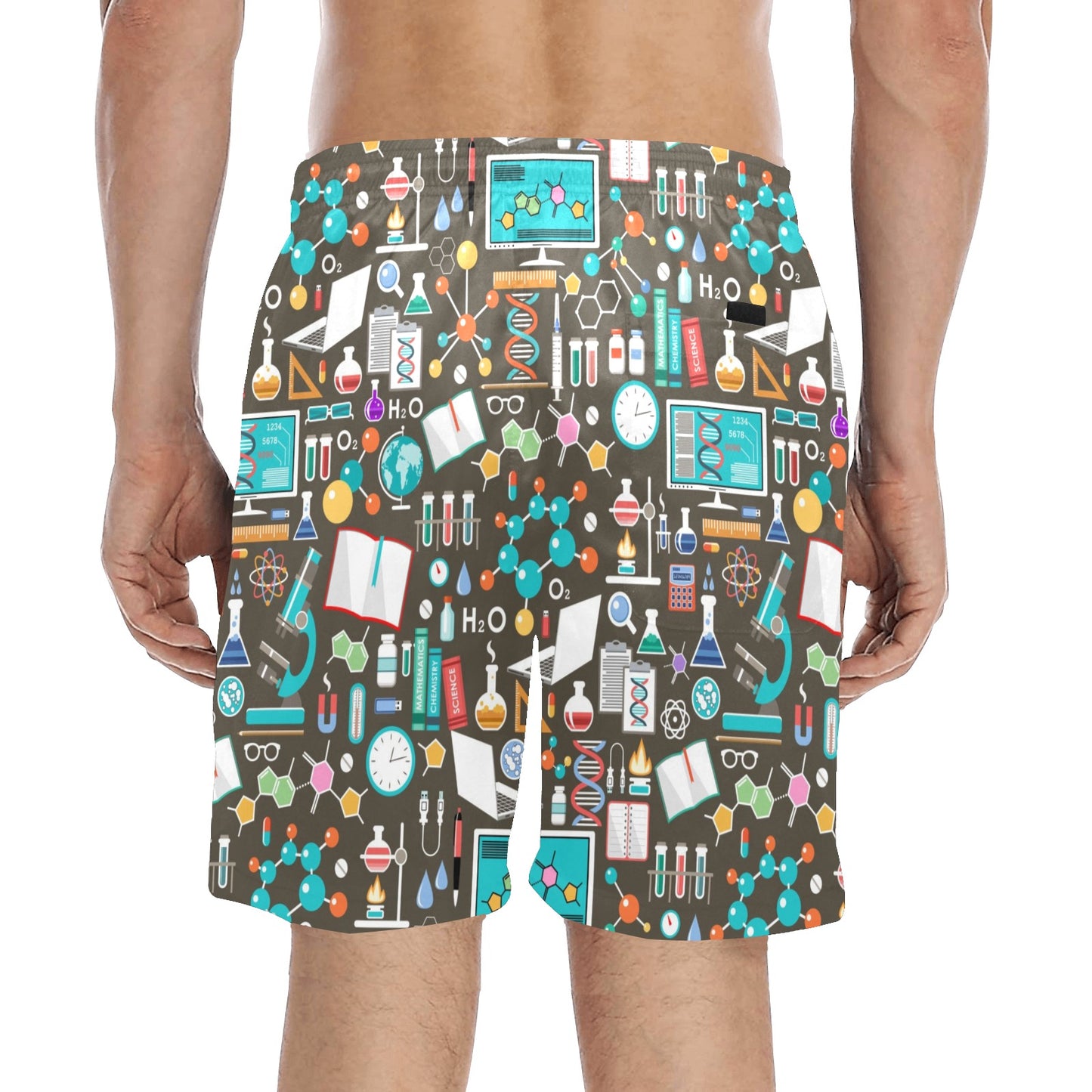 Science Print Design LKS303 Men's Swim Trunks Beach Shorts