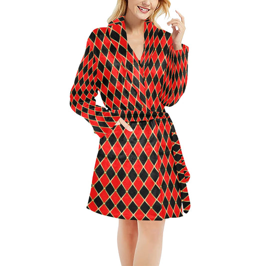 Harlequin Print Design LKS401 Women's Fleece Robe