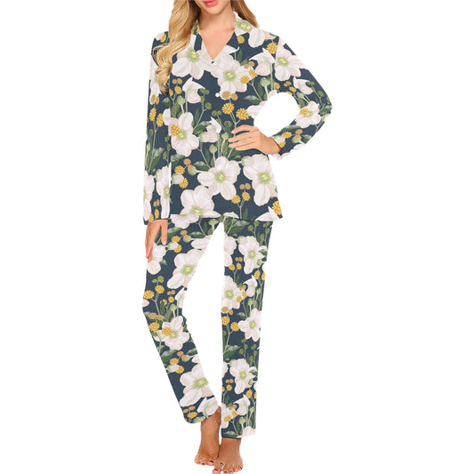 Anemone Pattern Print Design AM04 Women's Long Pajama Set