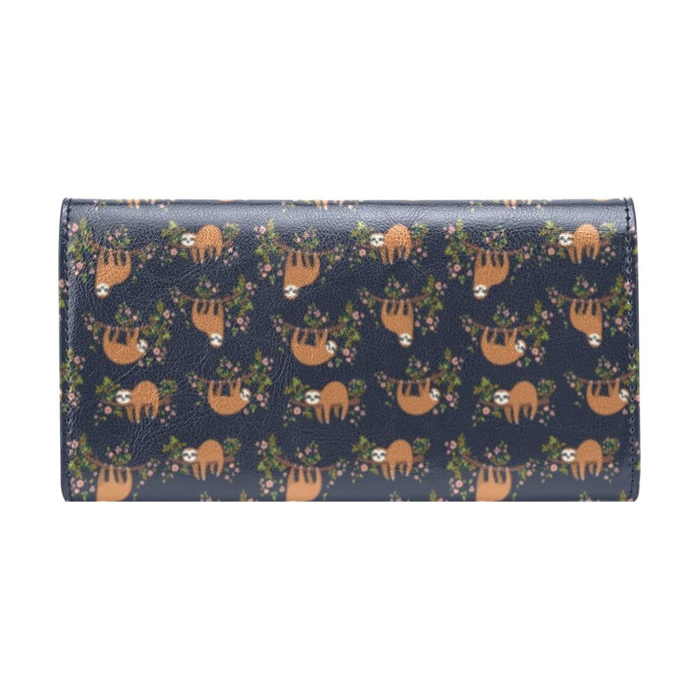 Sloth flower Design Themed Print Women's Trifold Wallet