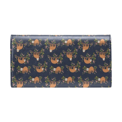 Sloth flower Design Themed Print Women's Trifold Wallet