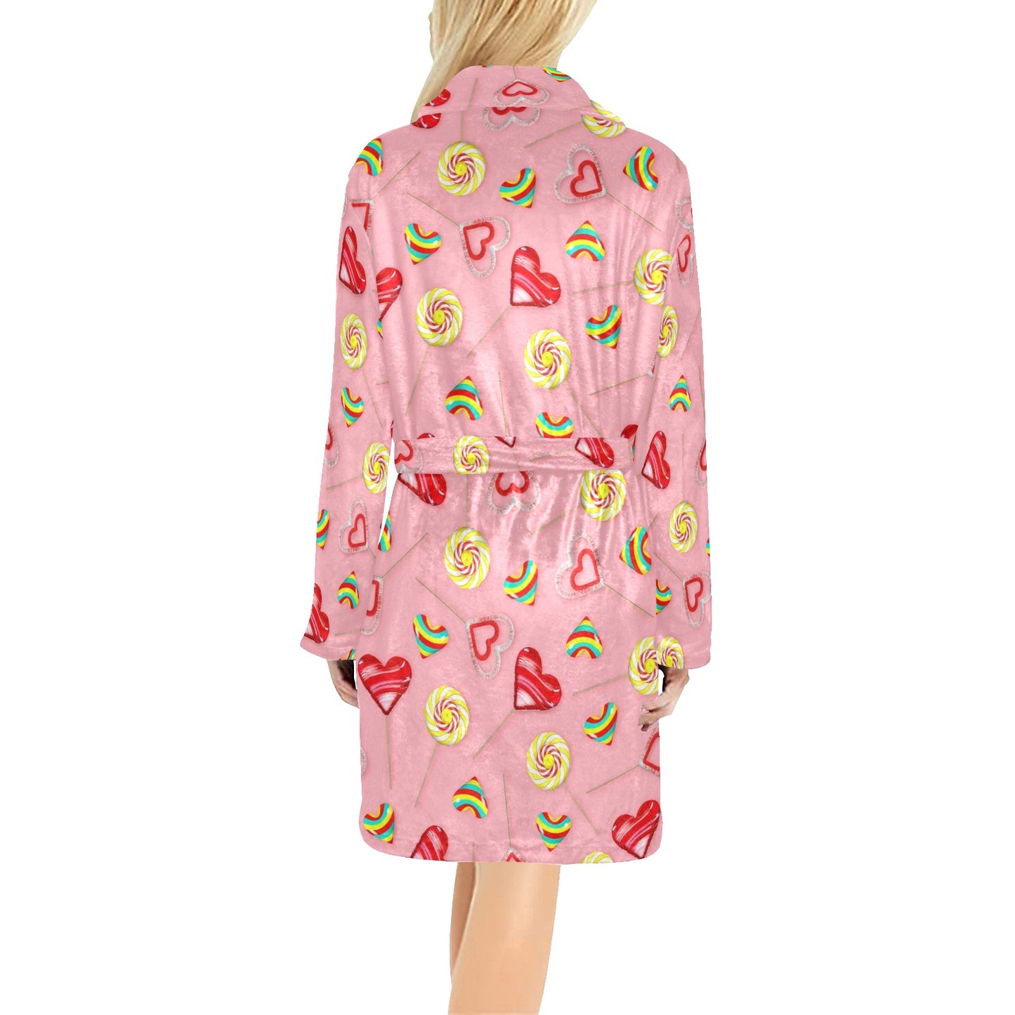 Lollipop Pattern Print Design LL05 Women's Fleece Robe