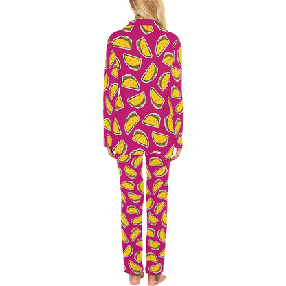Taco Pattern Print Design TC01 Women's Long Pajama Set