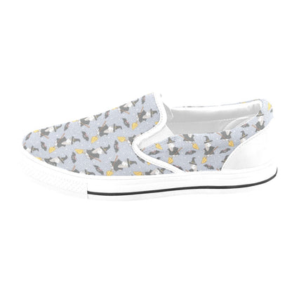 Witch Print Design LKS307 White Slip Ons Canvas Women's Shoes