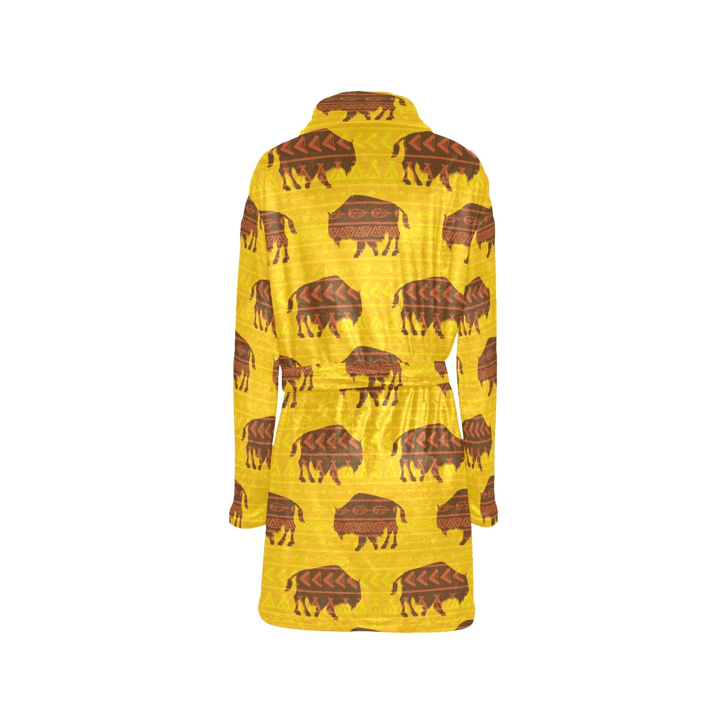 Bison Native Pattern Print Design 01 Women's Fleece Robe