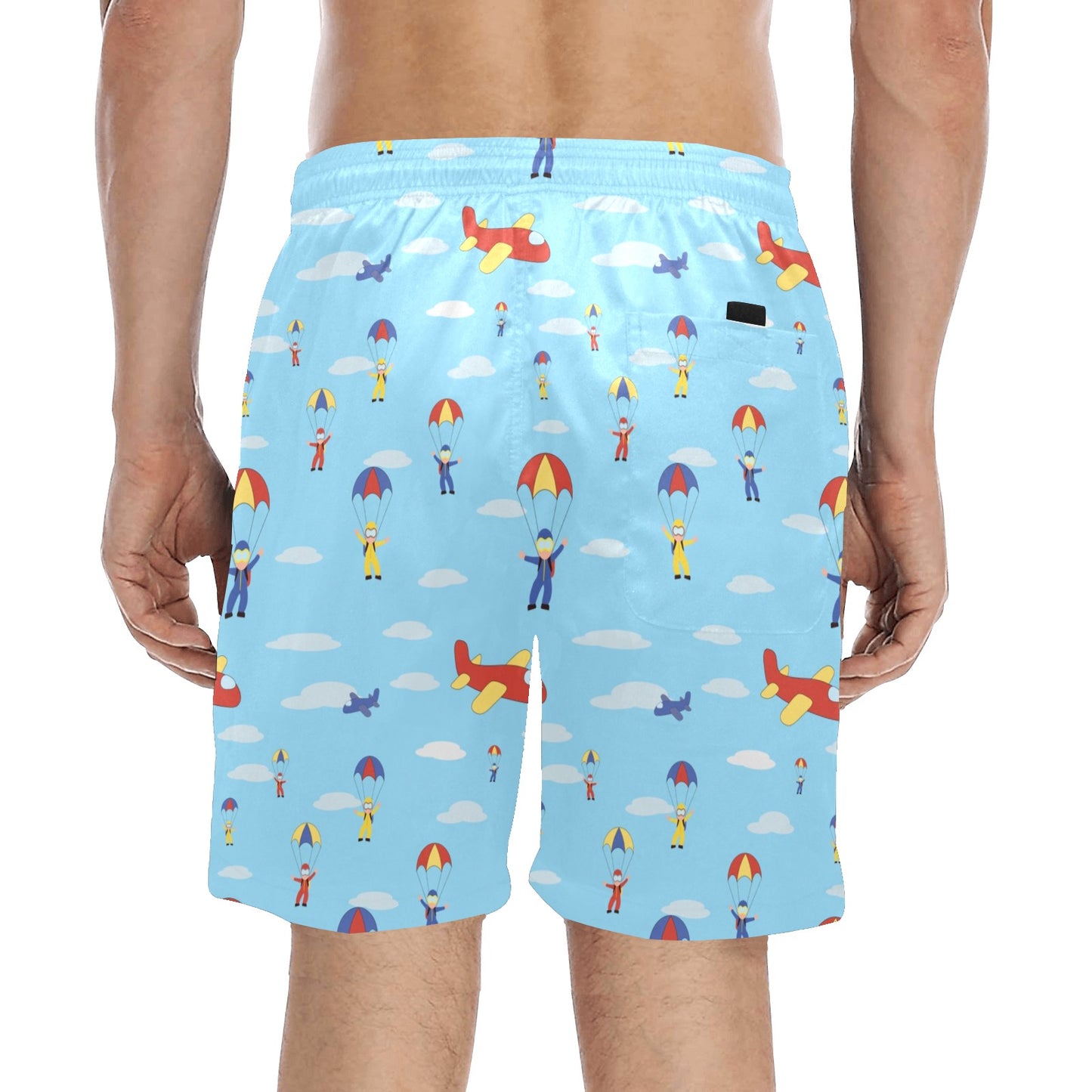 Skydiver Print Design LKS304 Men's Swim Trunks Beach Shorts