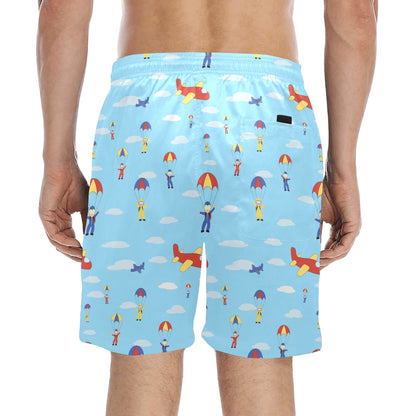 Skydiver Print Design LKS304 Men's Swim Trunks Beach Shorts