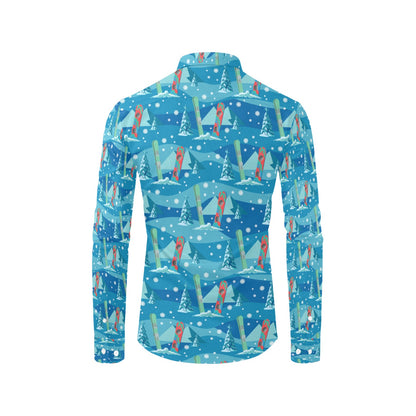 Snowboard Print Design LKS301 Men's Long Sleeve Dress Shirt