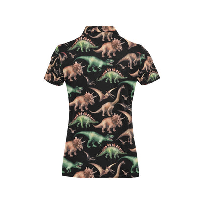 Dinosaur Print Pattern Women's Polo Shirt