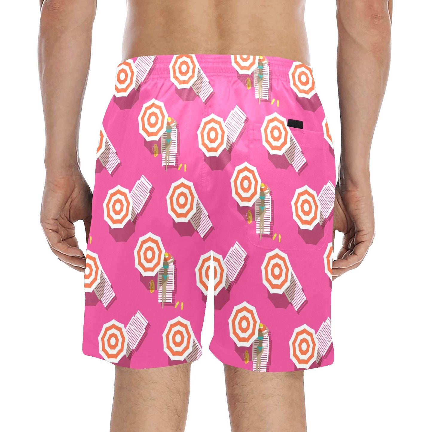 Beach Top View Umbrella Theme Men's Swim Trunks Beach Shorts