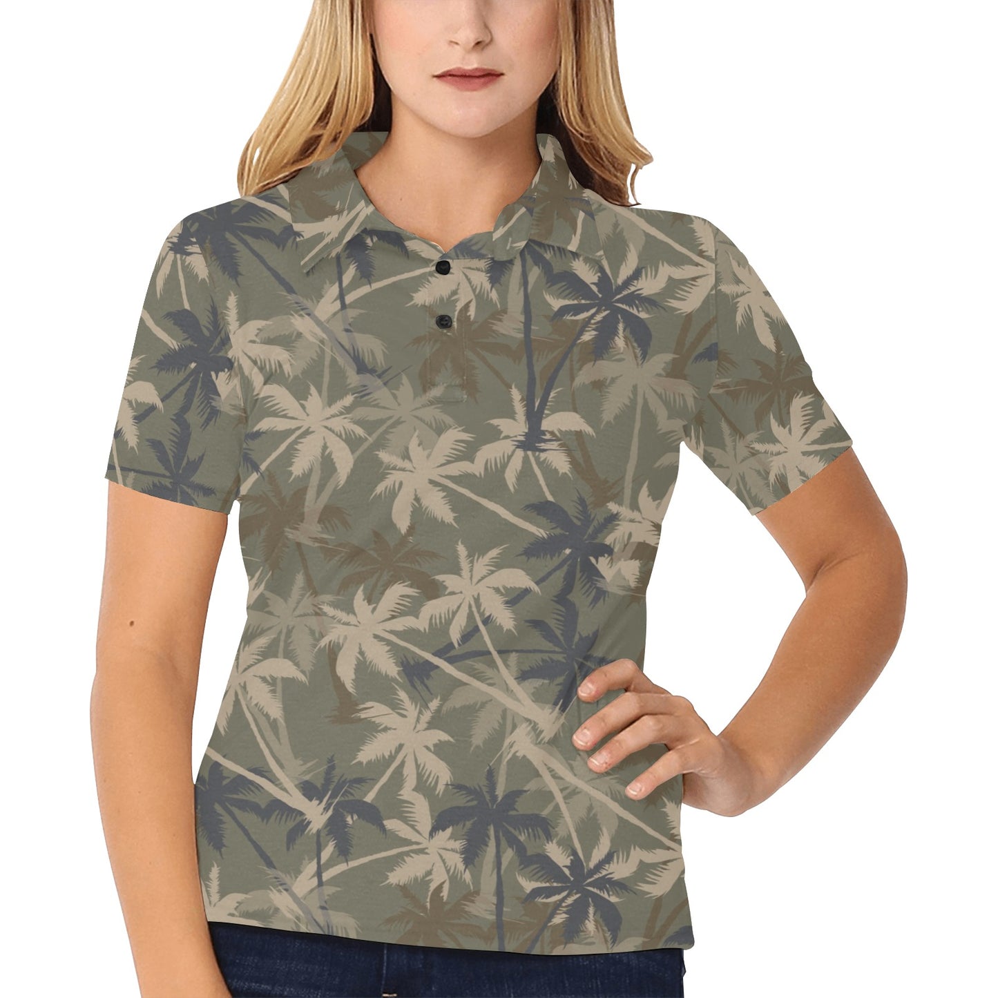 Palm Tree camouflage Women's Polo Shirt