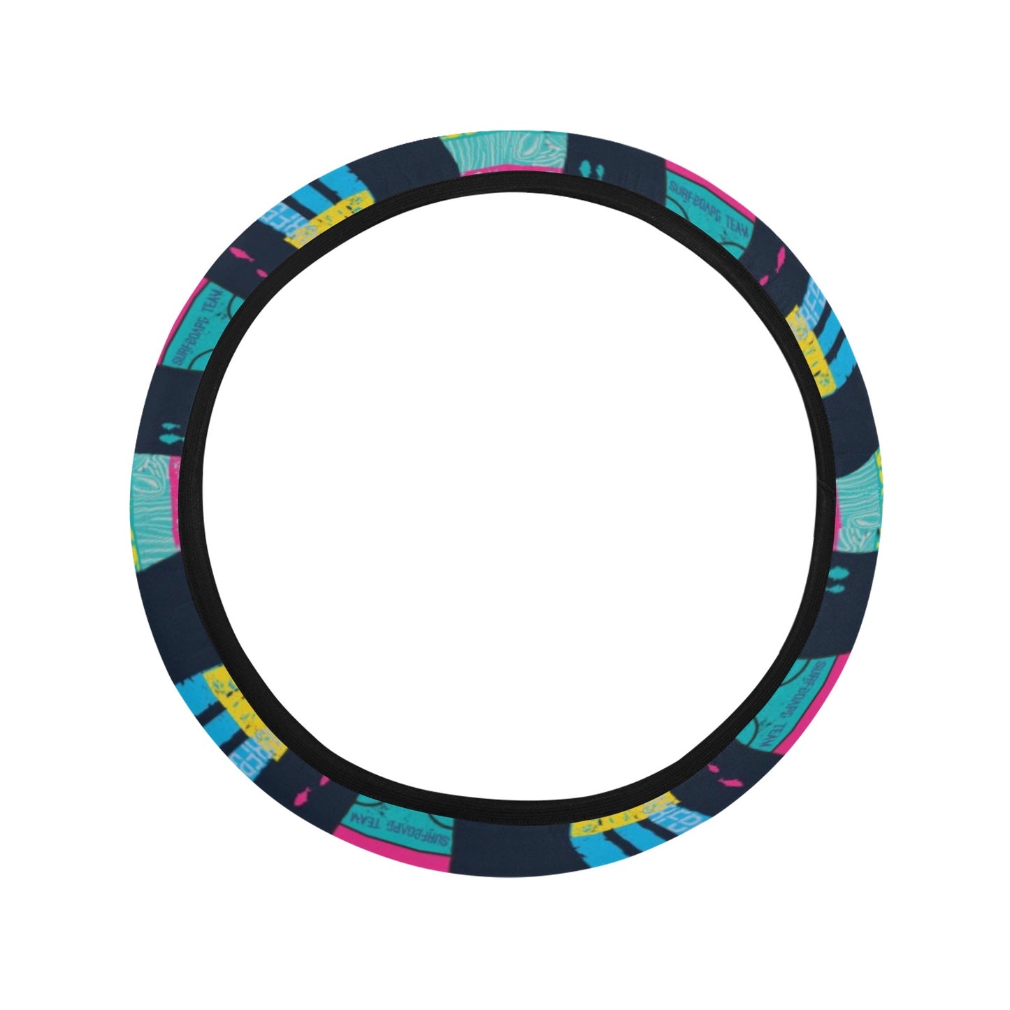 Surfboard Colorful Print Design LKS302 Steering Wheel Cover with Elastic Edge