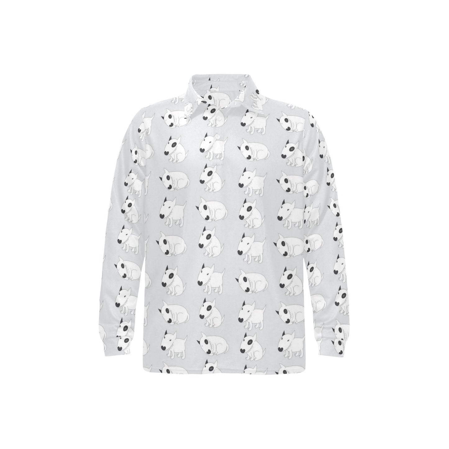 Bull Terrier hand draw Print Pattern Long Sleeve Polo Shirt For Men's
