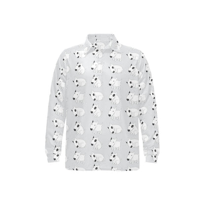 Bull Terrier hand draw Print Pattern Long Sleeve Polo Shirt For Men's