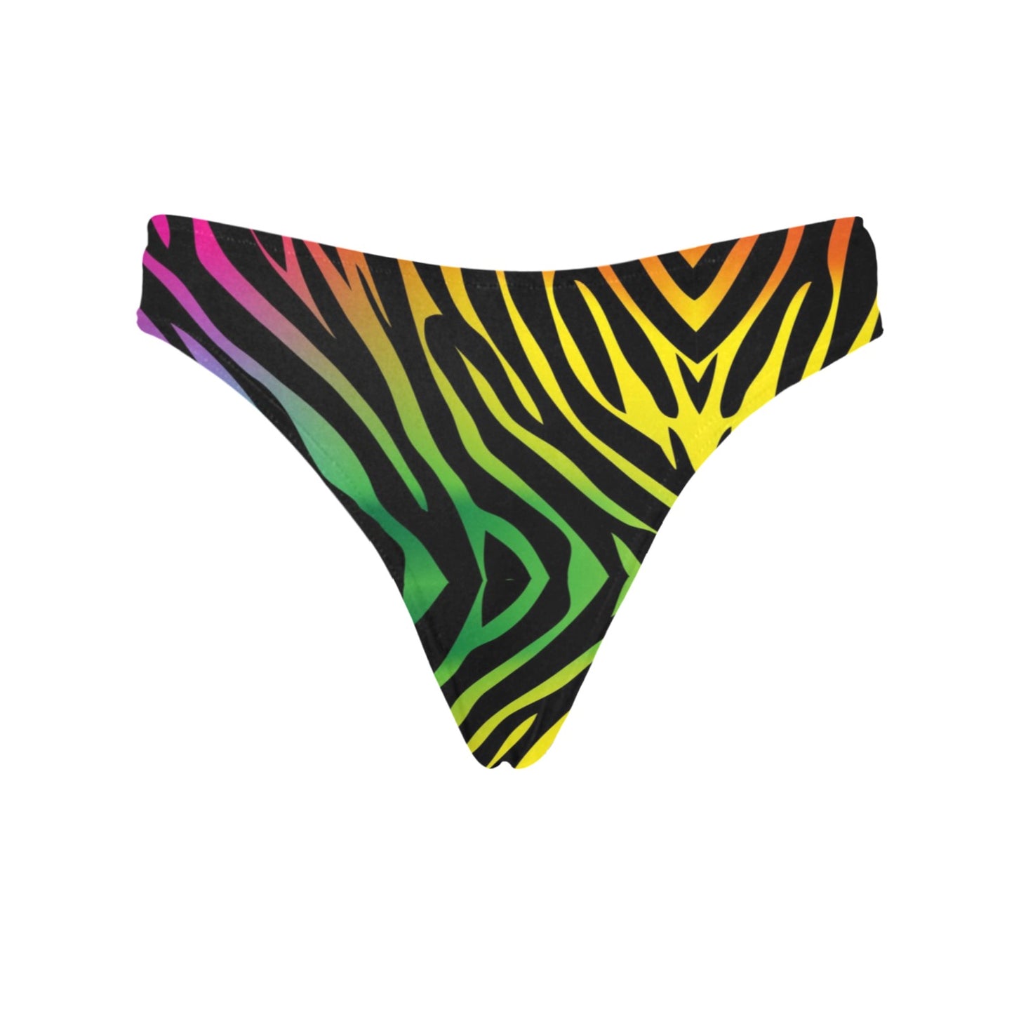 Rainbow Zebra Themed Print Women's Thongs