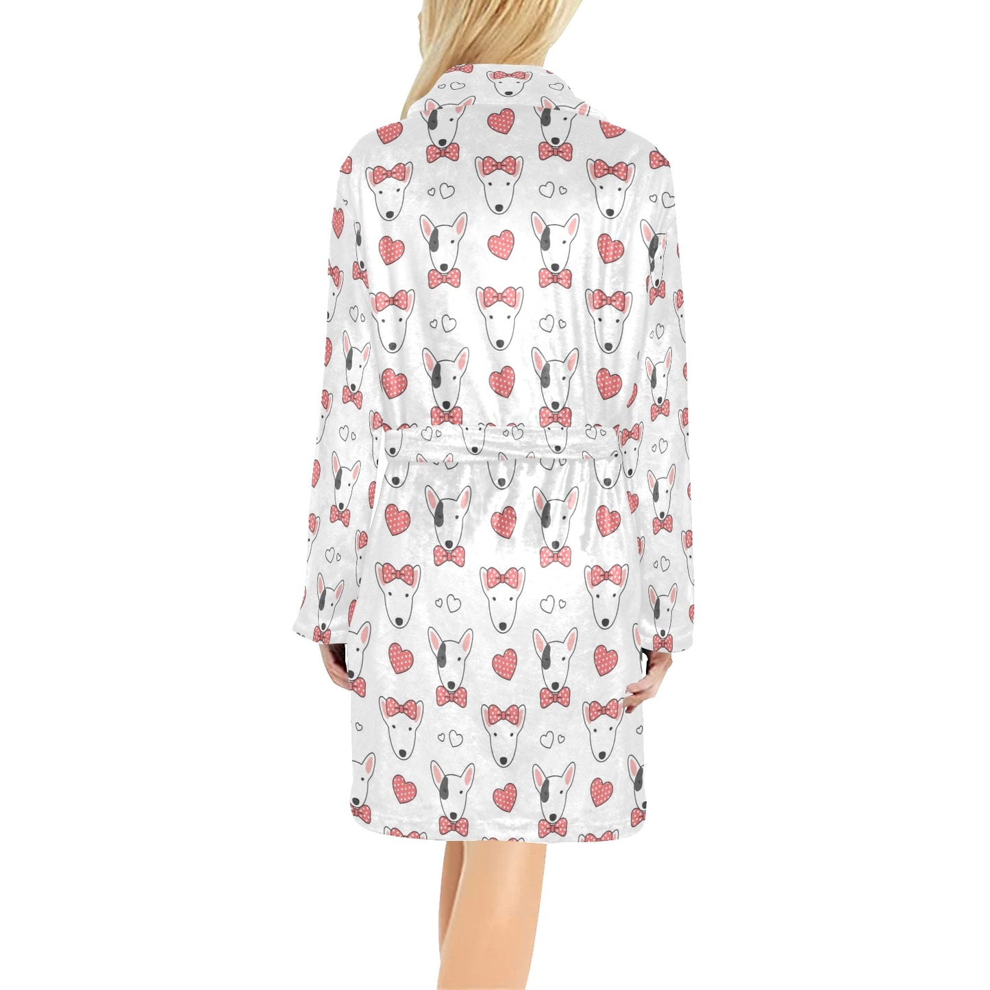 Bull Terriers Pattern Print Design 08 Women's Fleece Robe