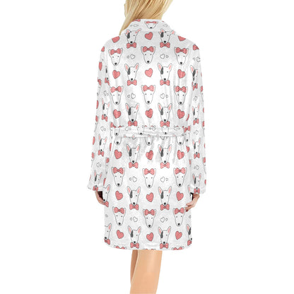 Bull Terriers Pattern Print Design 08 Women's Fleece Robe