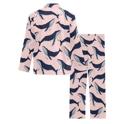 Humpback Whale Pattern Print Design 02 Men's Long Pajama Set