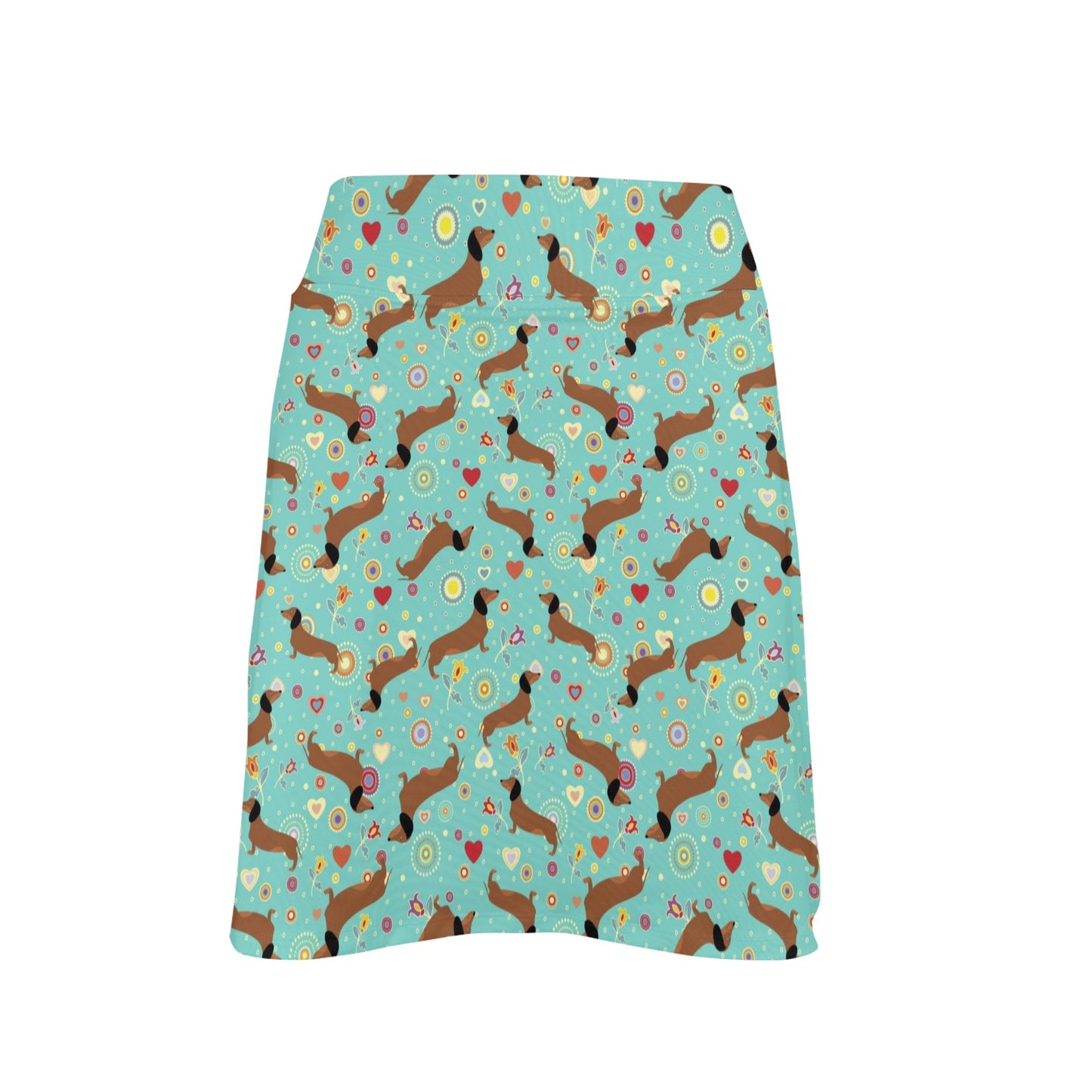 Dachshund with Floral Print Pattern 17" Golf & Pickleball Skort with Pockets