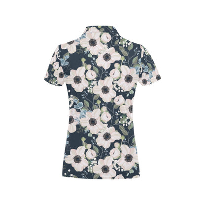 Anemone Pattern Print Design AM02 Women's Polo Shirt
