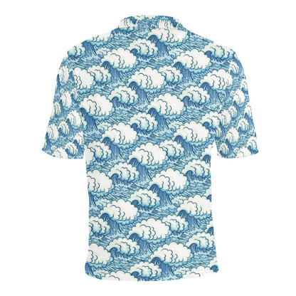 Wave Japan Style Print Design LKS304 Men Polo Shirt