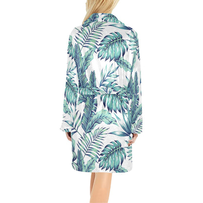 Pattern Tropical Palm Leaves Women's Fleece Robe