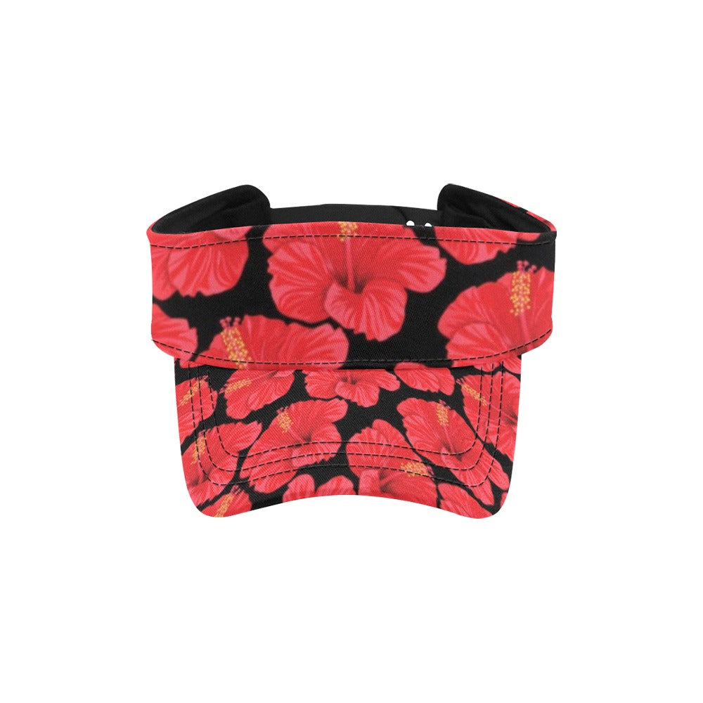 Hibiscus Red Pattern Print Design LKS306 Unisex Sun Visor