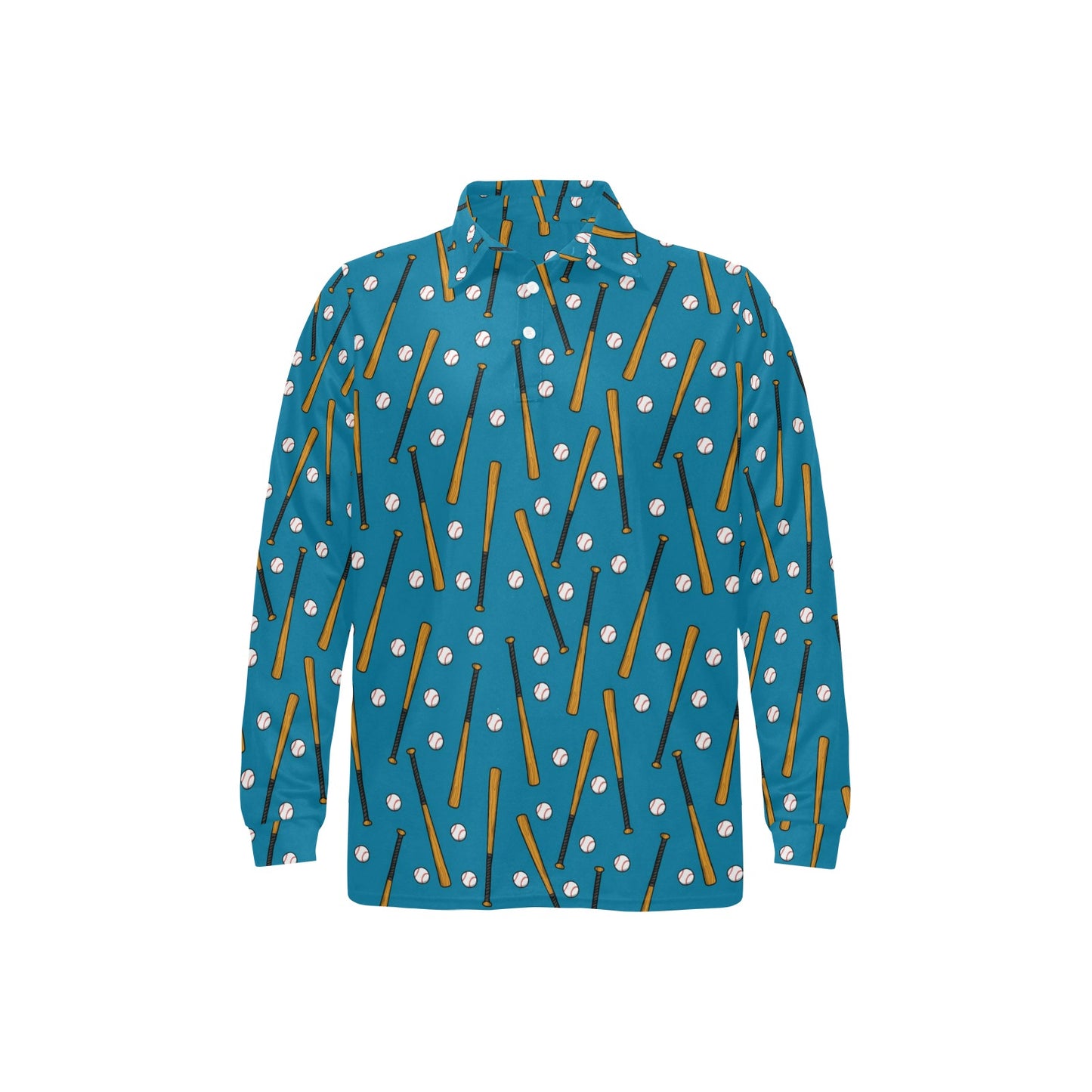 Baseball Pattern Print Design 01 Long Sleeve Polo Shirt For Men's