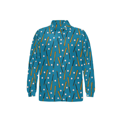 Baseball Pattern Print Design 01 Long Sleeve Polo Shirt For Men's