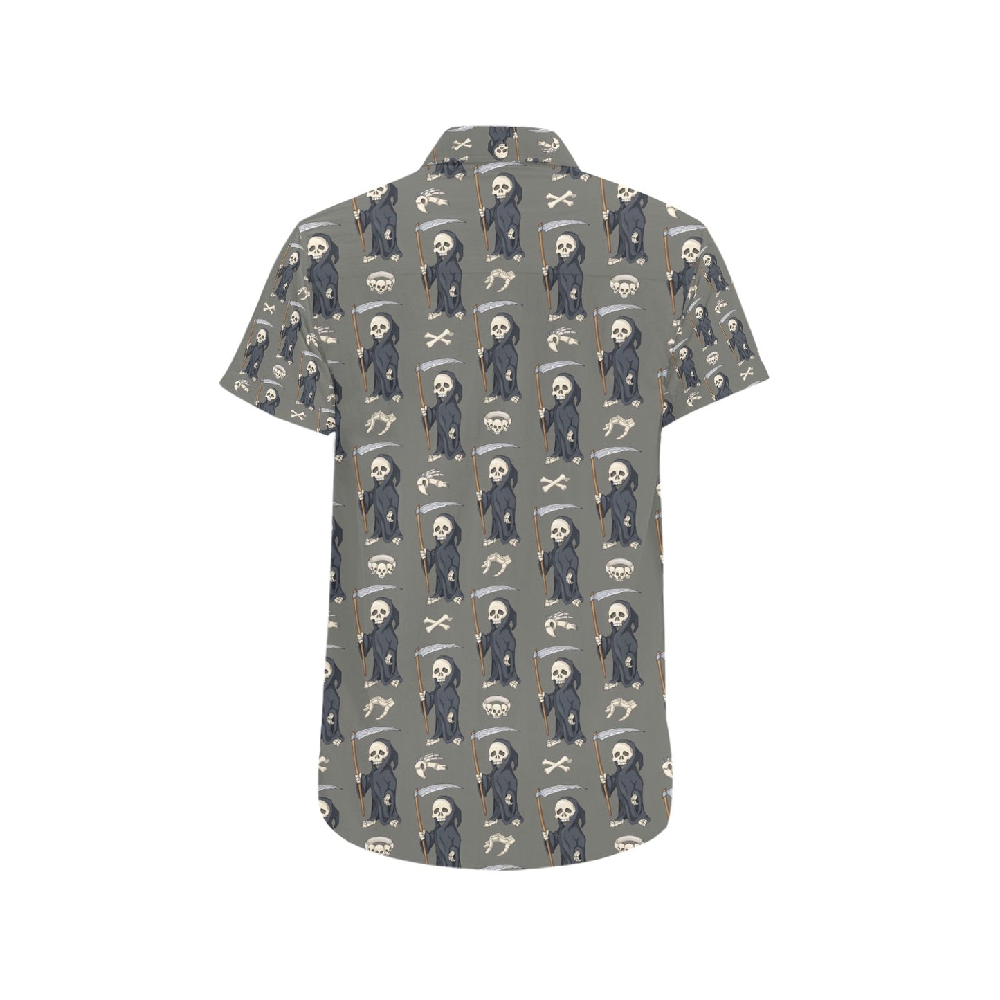 Skeleton Print Design LKS308 Men Short Sleeve Button Up Shirt