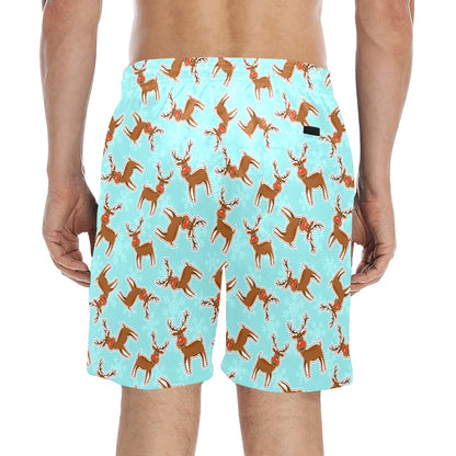 Reindeer Print Design LKS403 Men's Swim Trunks Beach Shorts