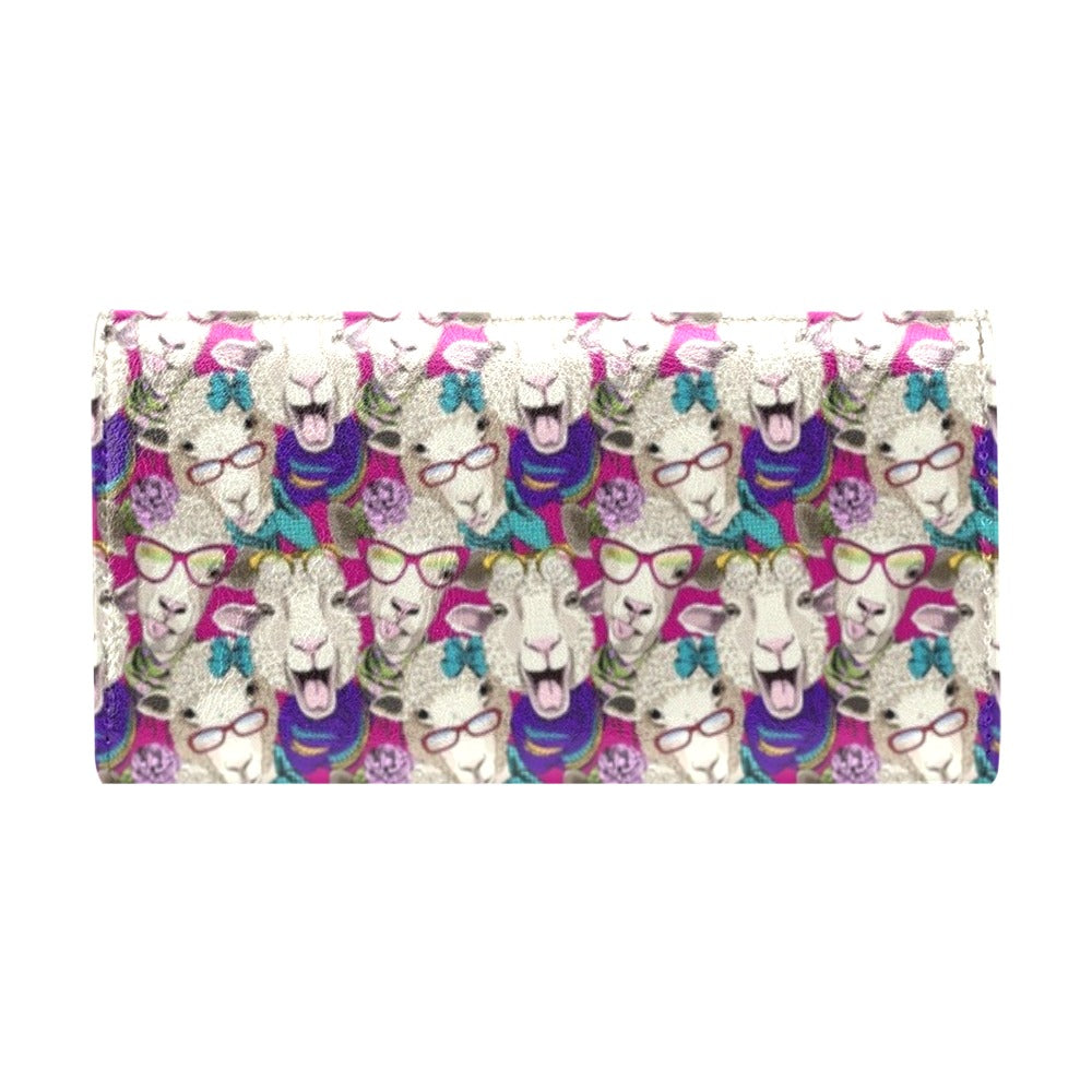 Sheep Print Design LKS403 Women's Trifold Wallet