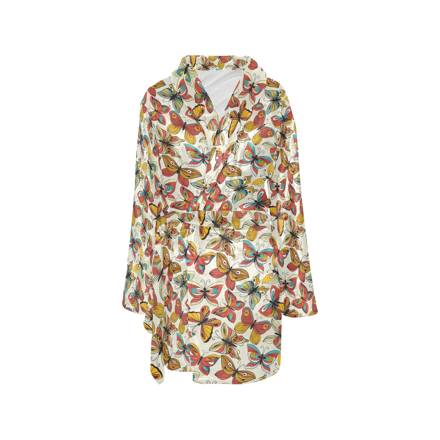 Butterfly Pattern Print Design 02 Women's Fleece Robe