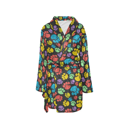 Paw Colorful Print Women's Fleece Robe
