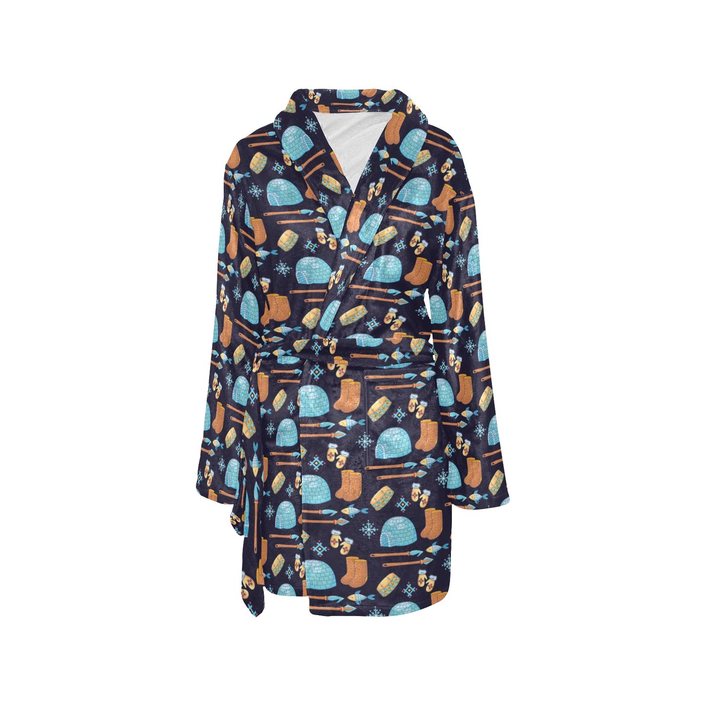 Eskimo Pattern Print Design 02 Women's Fleece Robe