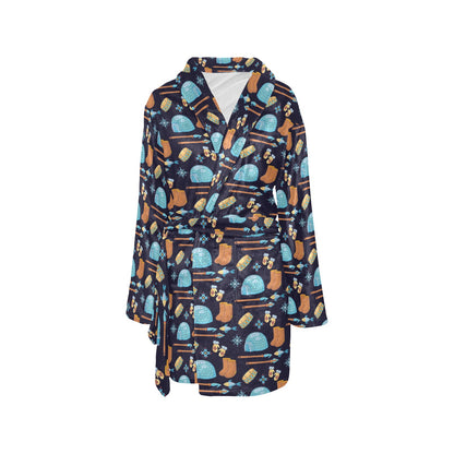 Eskimo Pattern Print Design 02 Women's Fleece Robe