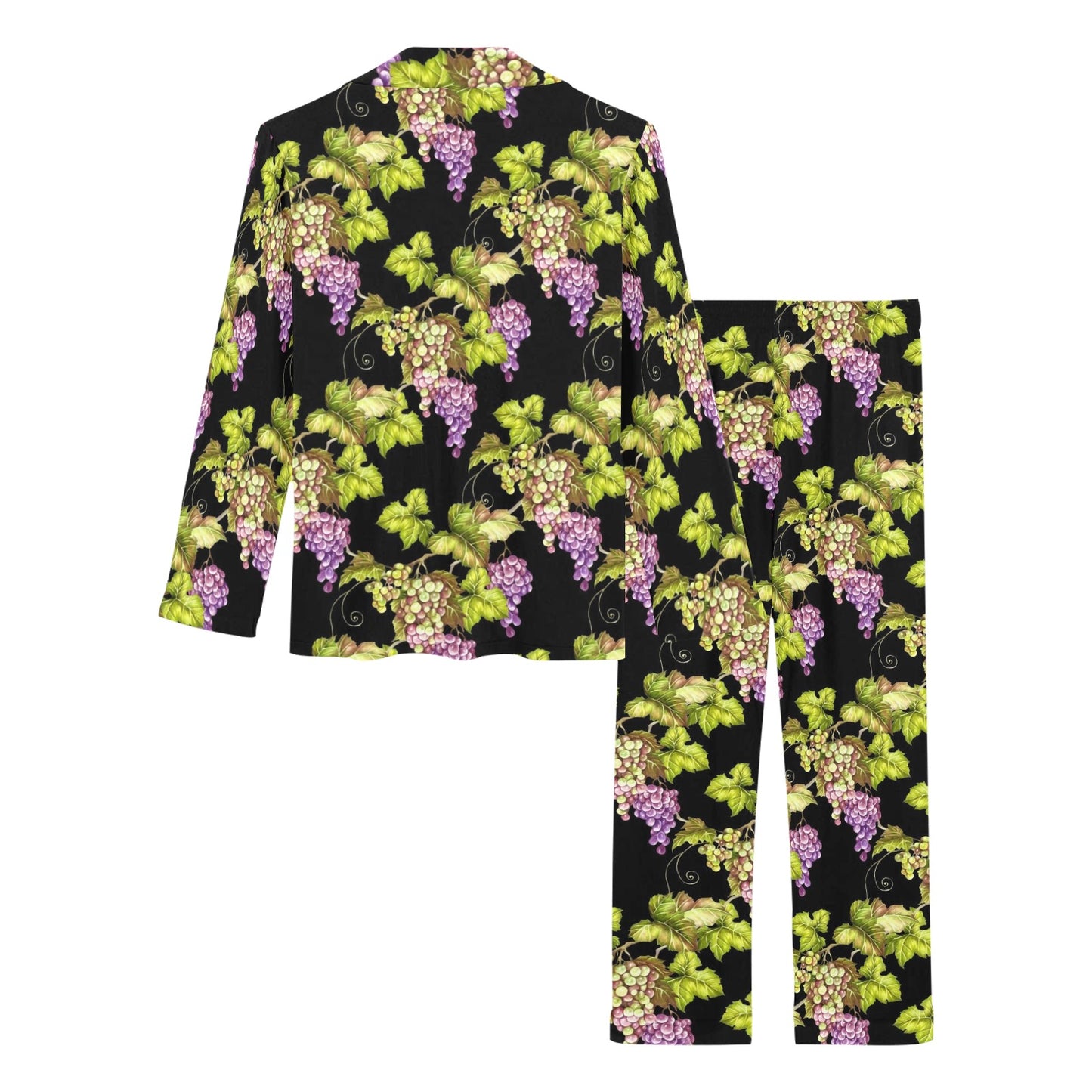 Grape Pattern Print Design GP04 Women's Long Pajama Set