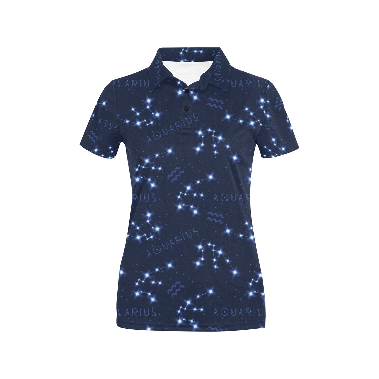 Aquarius Zodiac Pattern Print Design 02 Women's Polo Shirt