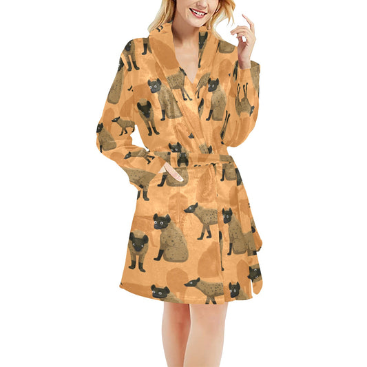 Hyena Pattern Print Design 01 Women's Fleece Robe