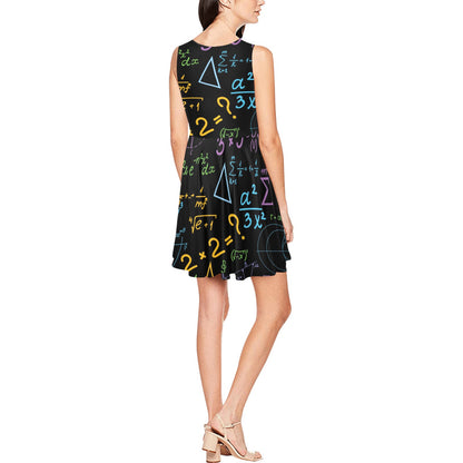 Math Pattern Print Design 03 Sleeveless Dress