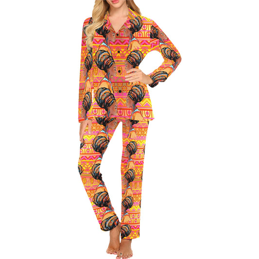 African Girl Aztec Women's Long Pajama Set