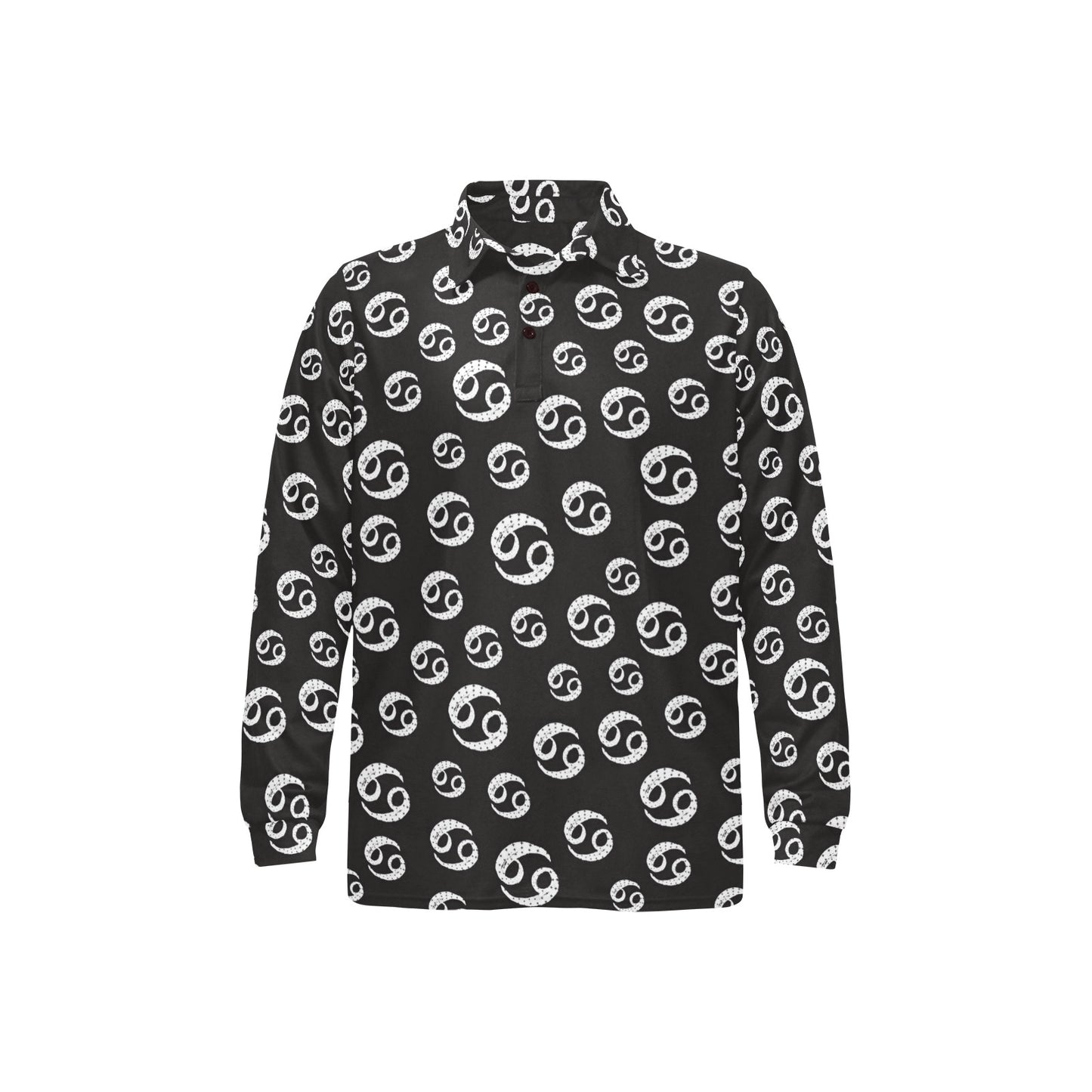 Cancer Zodiac Pattern Print Design 02 Long Sleeve Polo Shirt For Men's