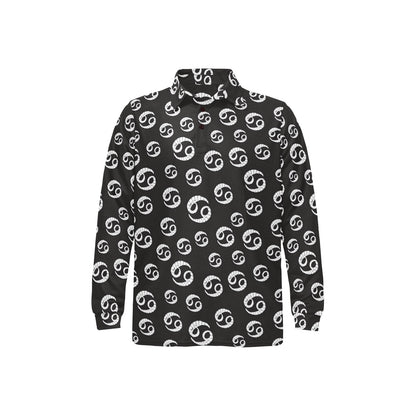Cancer Zodiac Pattern Print Design 02 Long Sleeve Polo Shirt For Men's