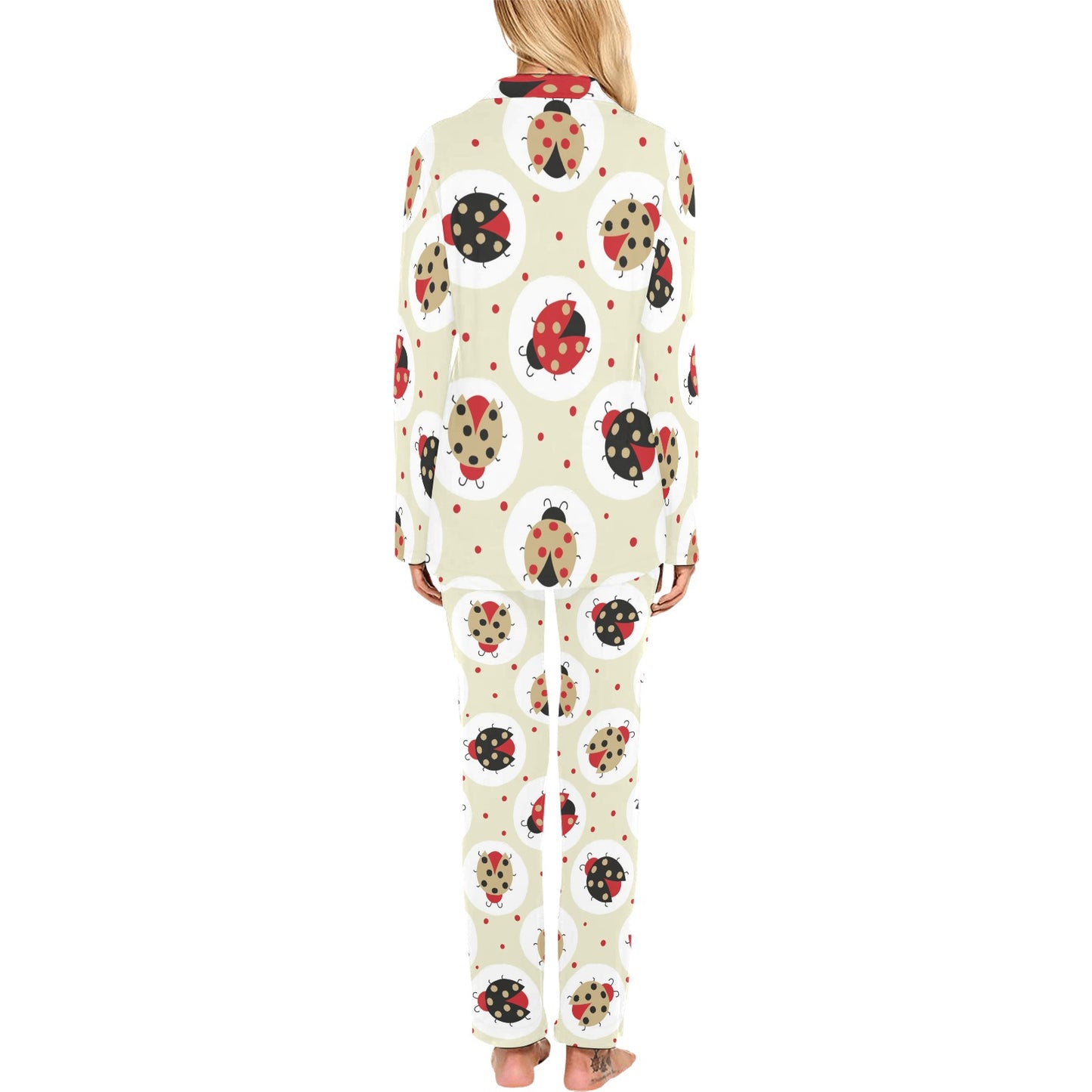 Ladybug Pattern Print Design 03 Women's Long Pajama Set