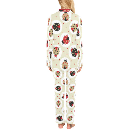 Ladybug Pattern Print Design 03 Women's Long Pajama Set