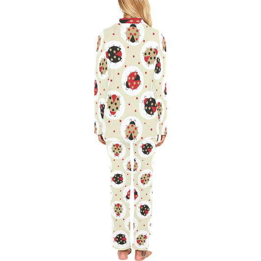 Ladybug Pattern Print Design 03 Women's Long Pajama Set