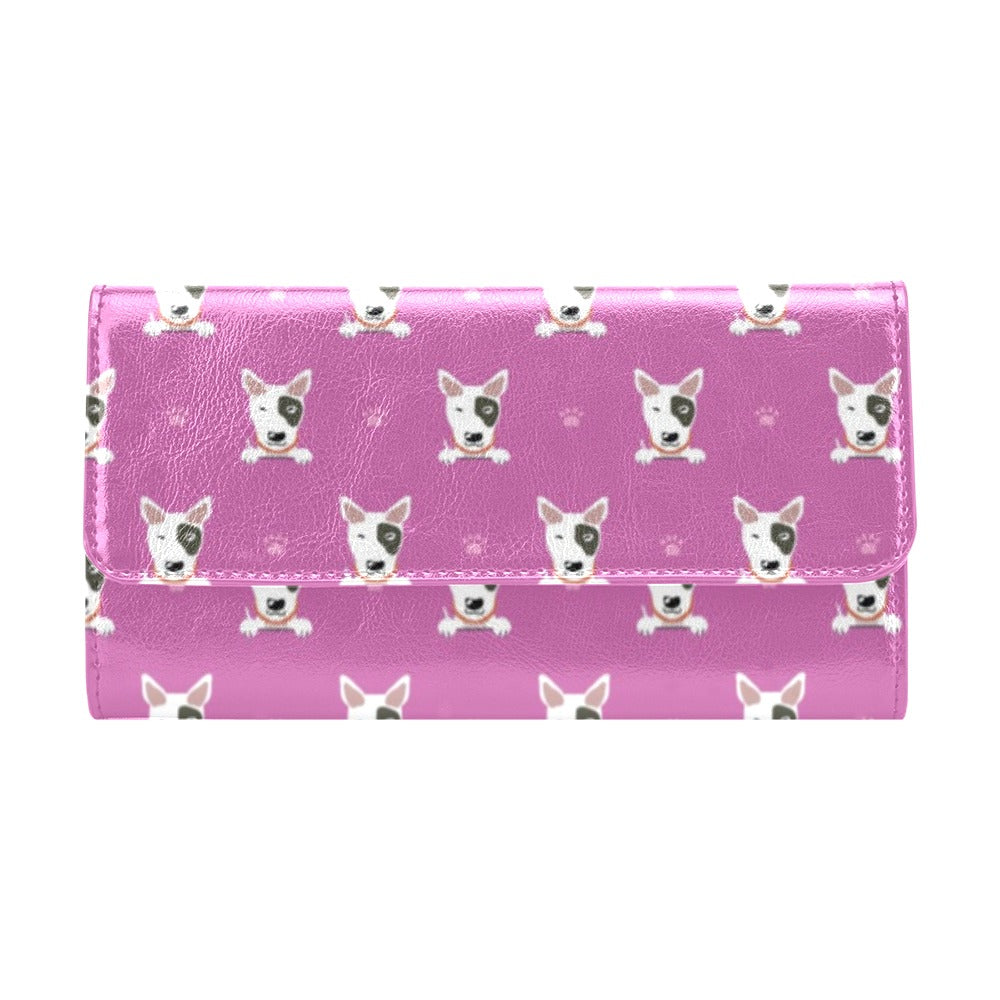 Bull Terrier Happy Print Pattern Women's Trifold Wallet