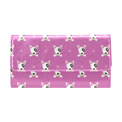 Bull Terrier Happy Print Pattern Women's Trifold Wallet