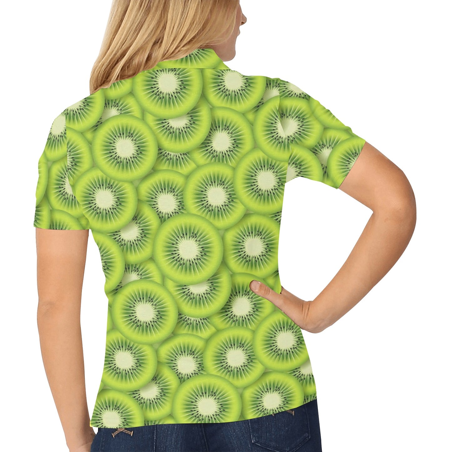 Kiwi Pattern Print Design KW01 Women's Polo Shirt
