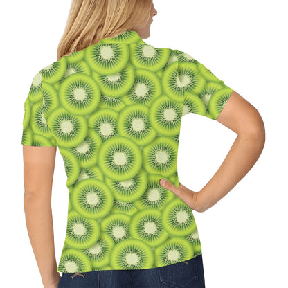 Kiwi Pattern Print Design KW01 Women's Polo Shirt